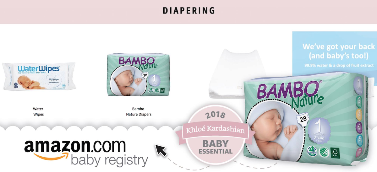 kardashian amazon baby registar bambo pelene