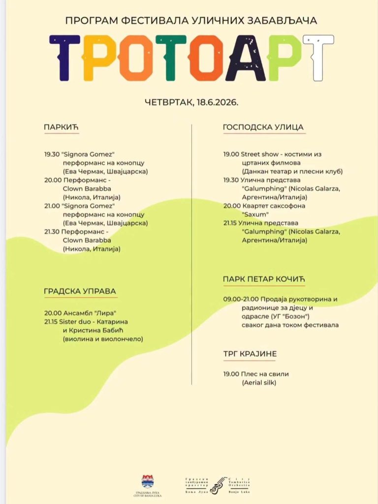 “TrotoArt” i danas donosi spektakl ulične umjetnosti na više gradskih lokacija